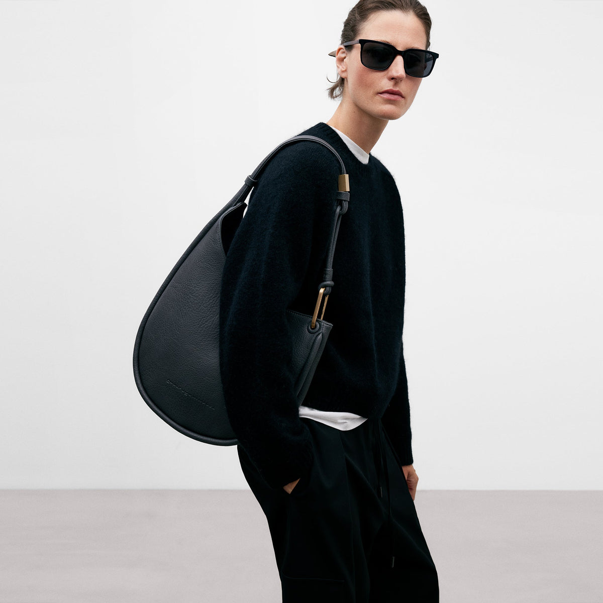 Anthracite Grey Recycled Material Hobo Bag For Women