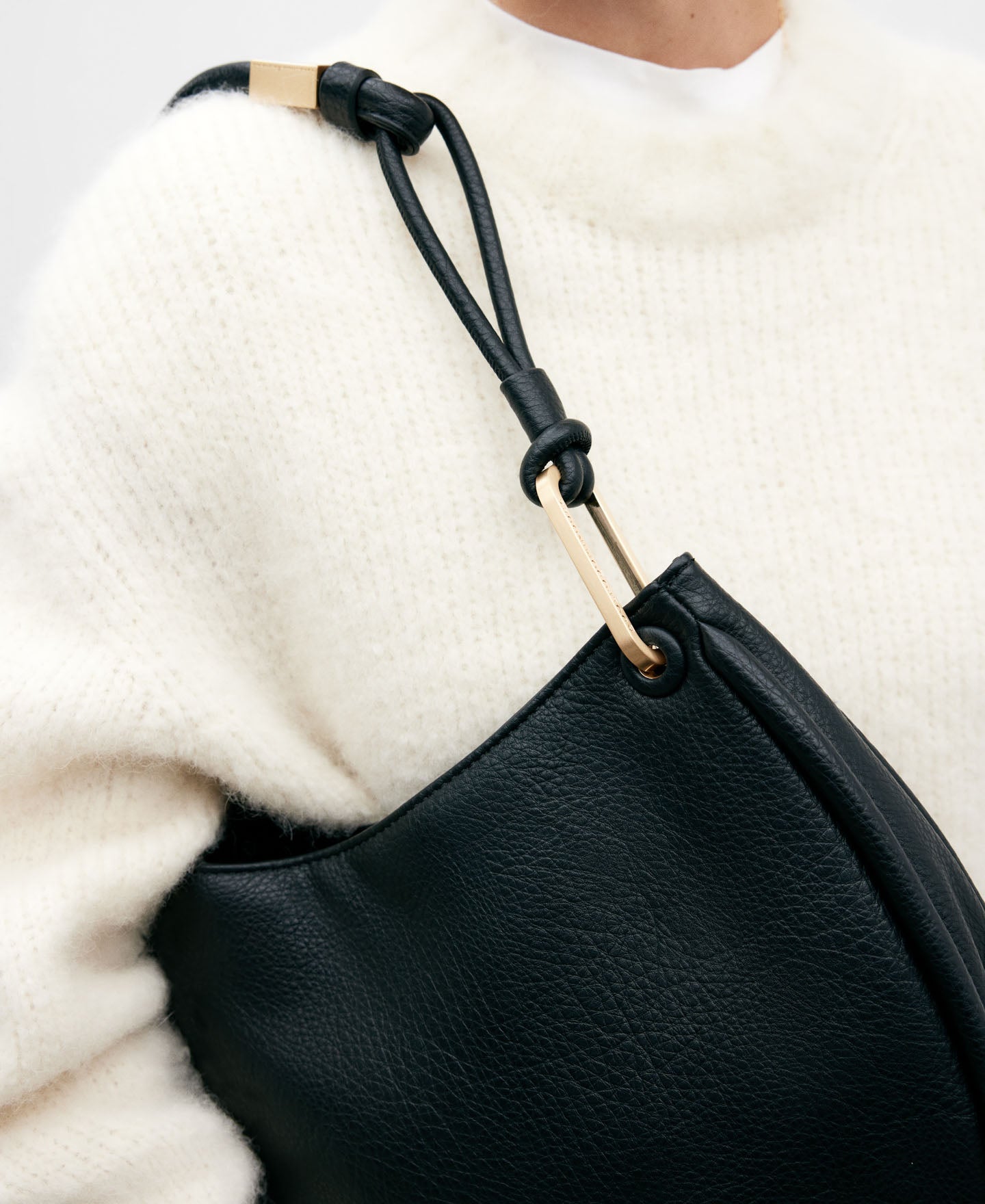 Black Recycled Material Hobo Bag For Women