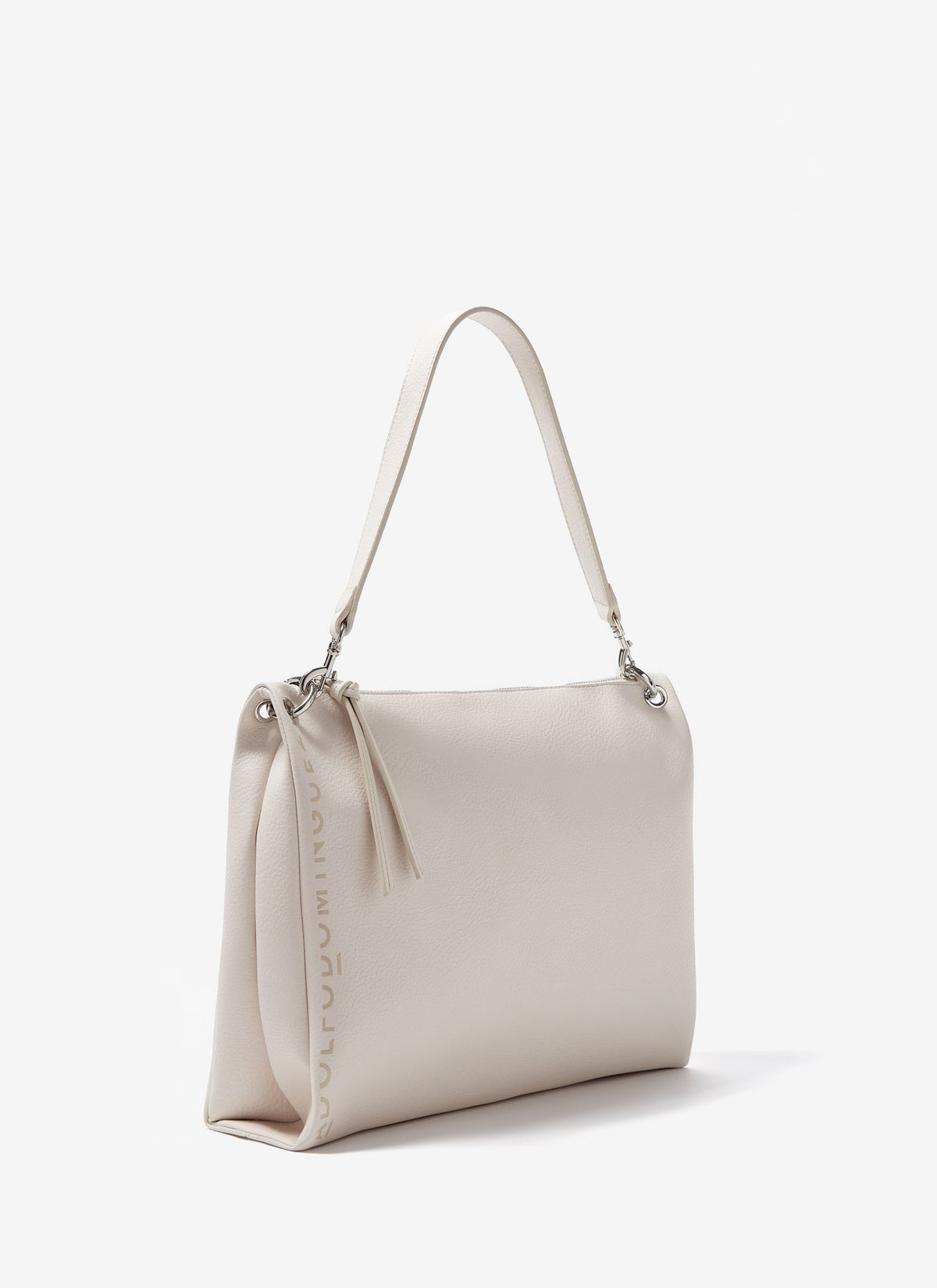 Ivory Hobo Bag With Granulated Finish