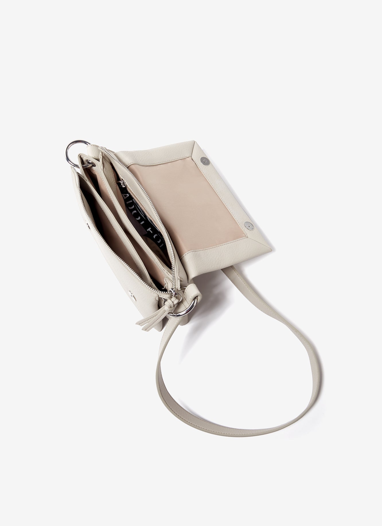Cream flat crossbody bag