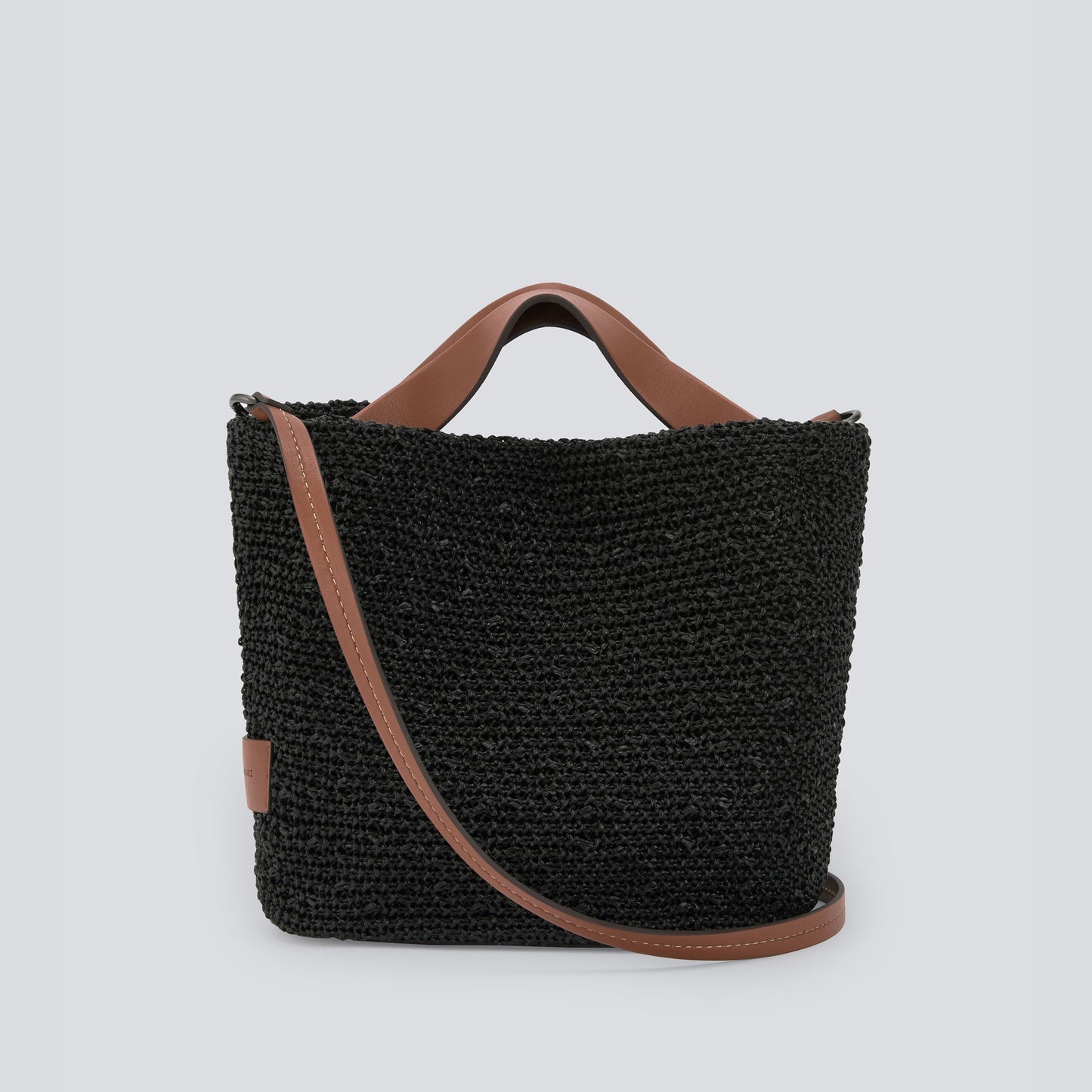 Black Textured Braided Medium Bag
