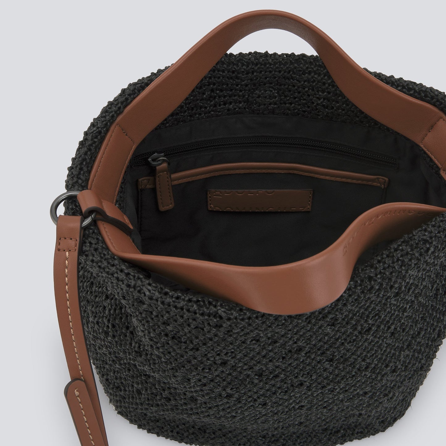 Black Textured Braided Medium Bag