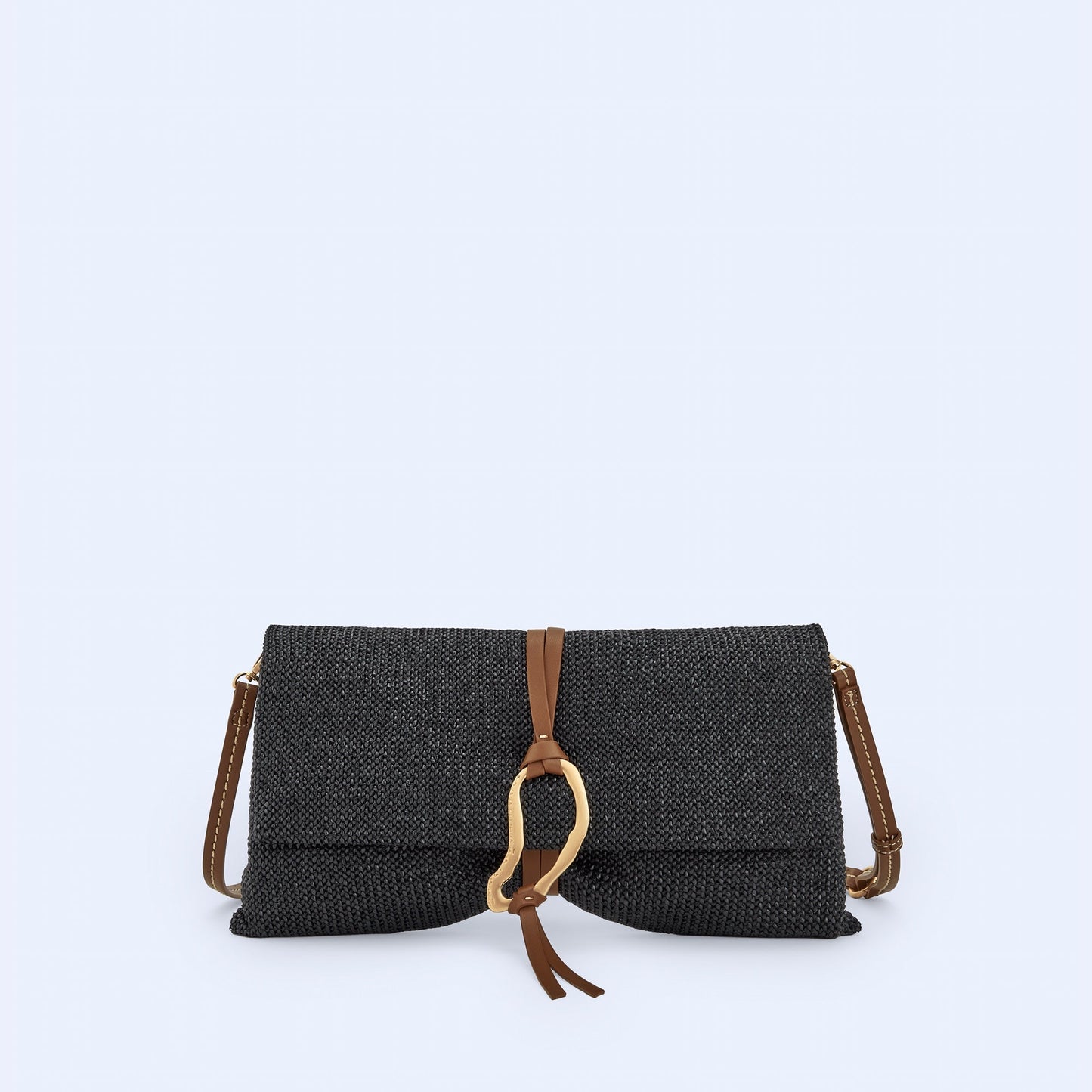 Black Braided Fabric Handbag