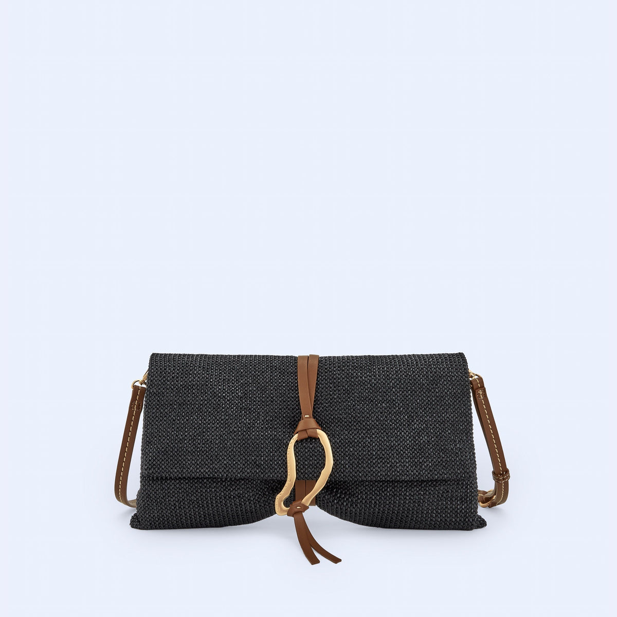Black Braided Fabric Handbag