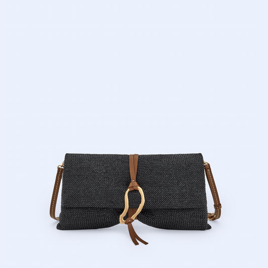 Black Braided Fabric Handbag