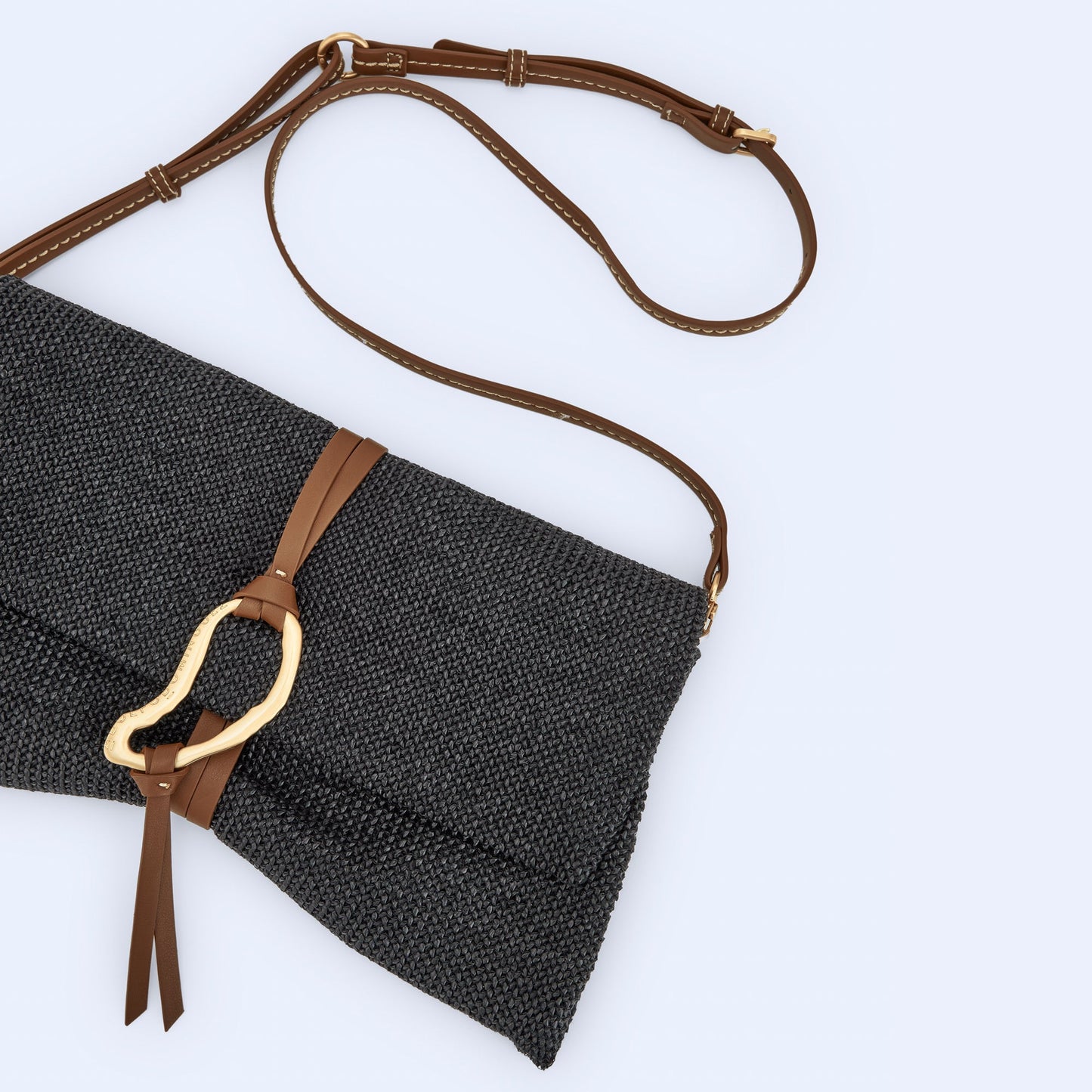 Black Braided Fabric Handbag