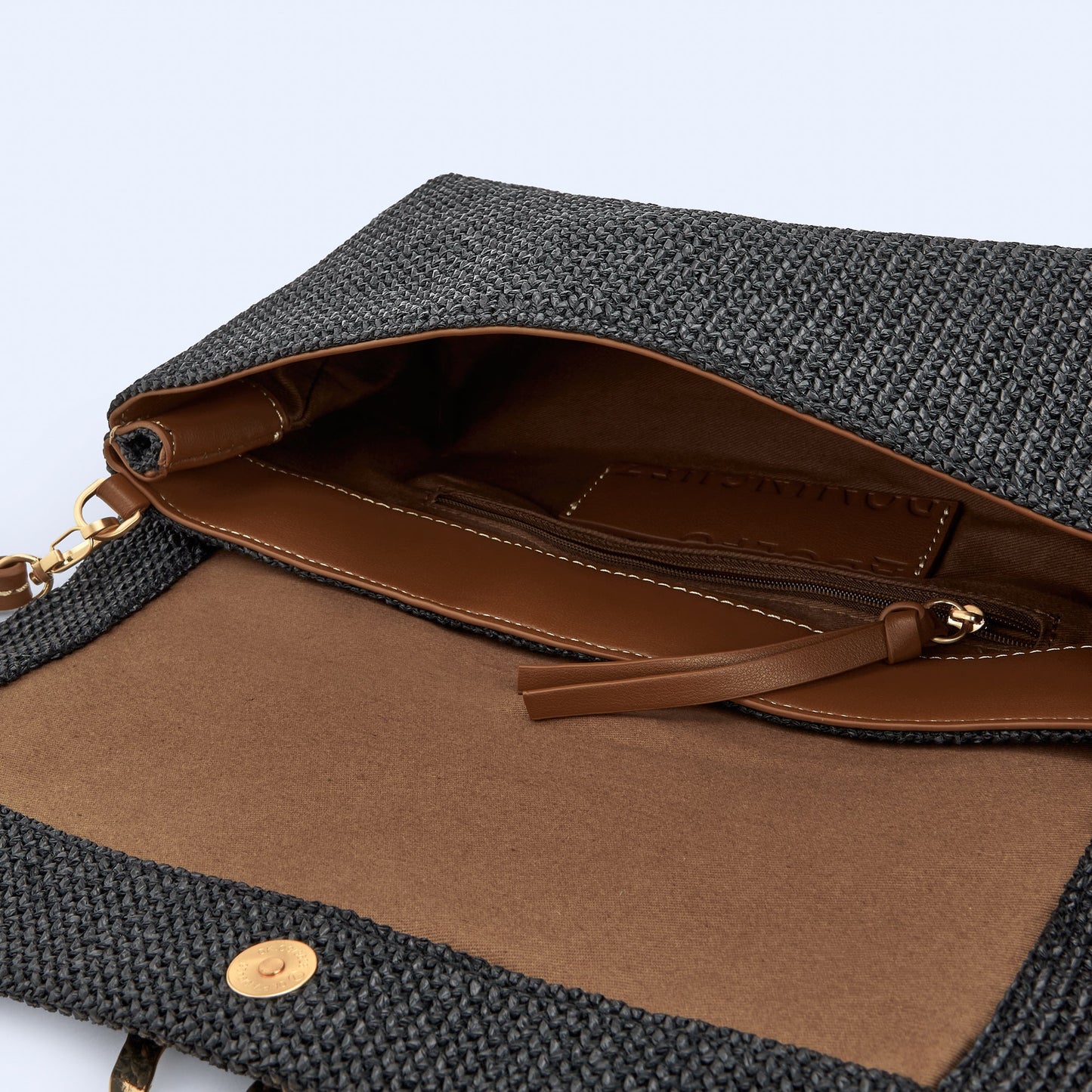 Black Braided Fabric Handbag
