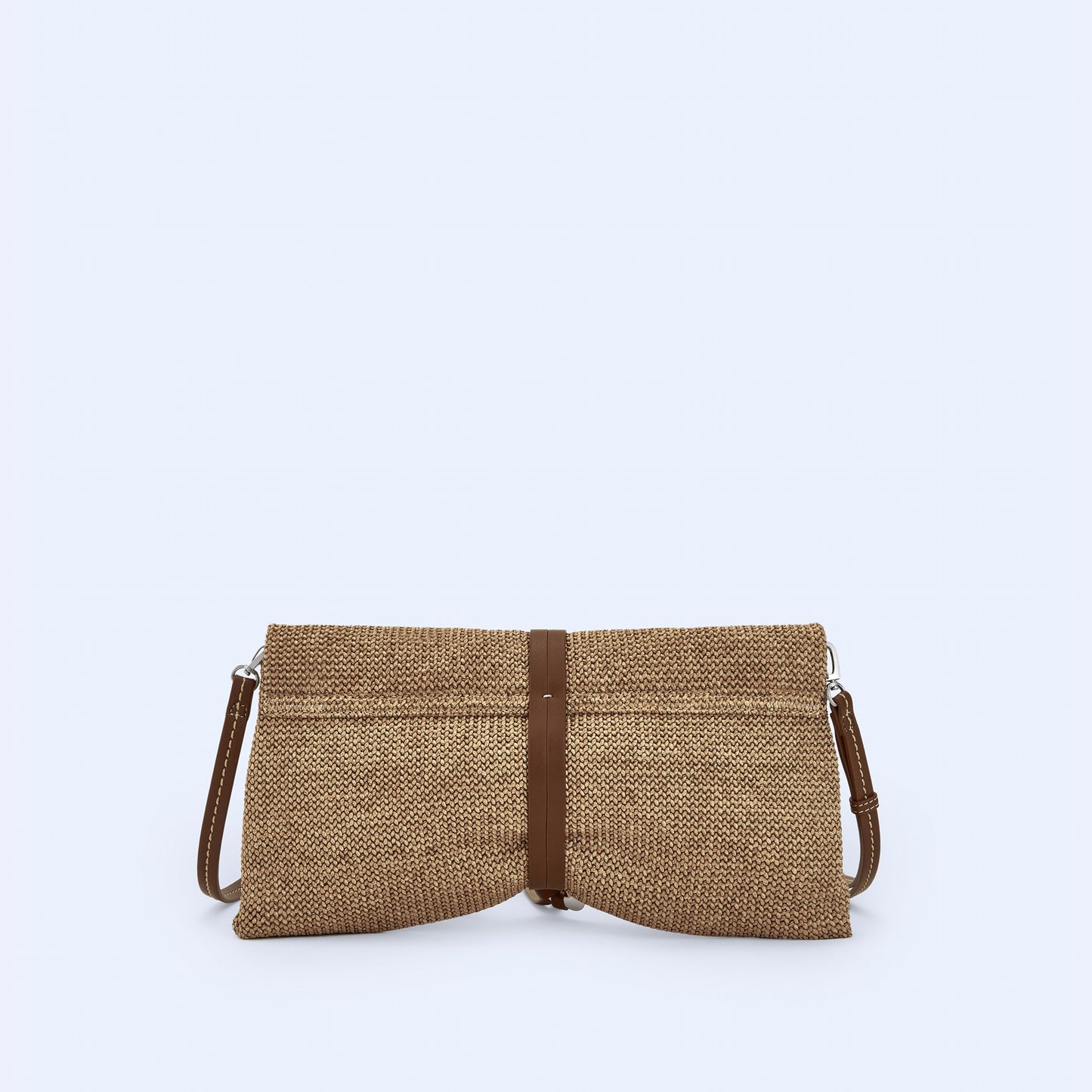 WhiteBraided Fabric Handbag