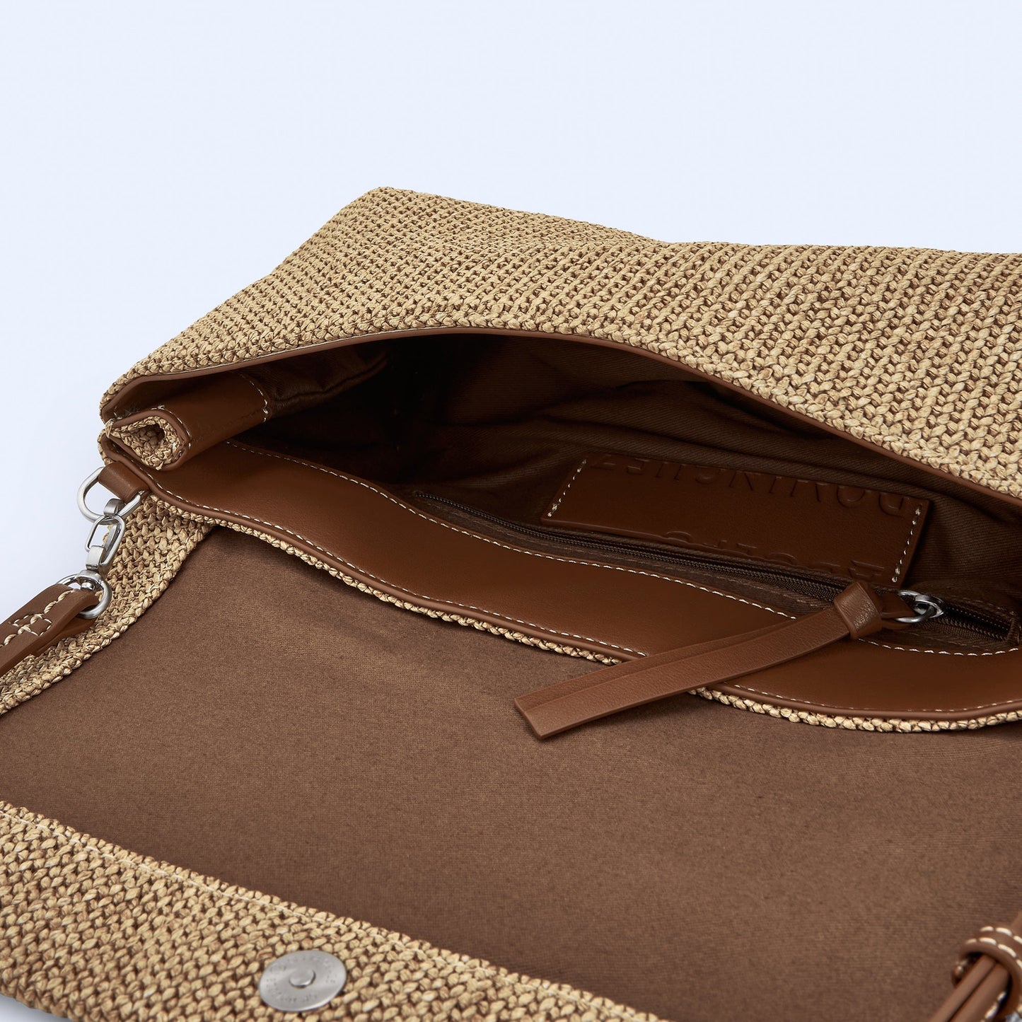 WhiteBraided Fabric Handbag