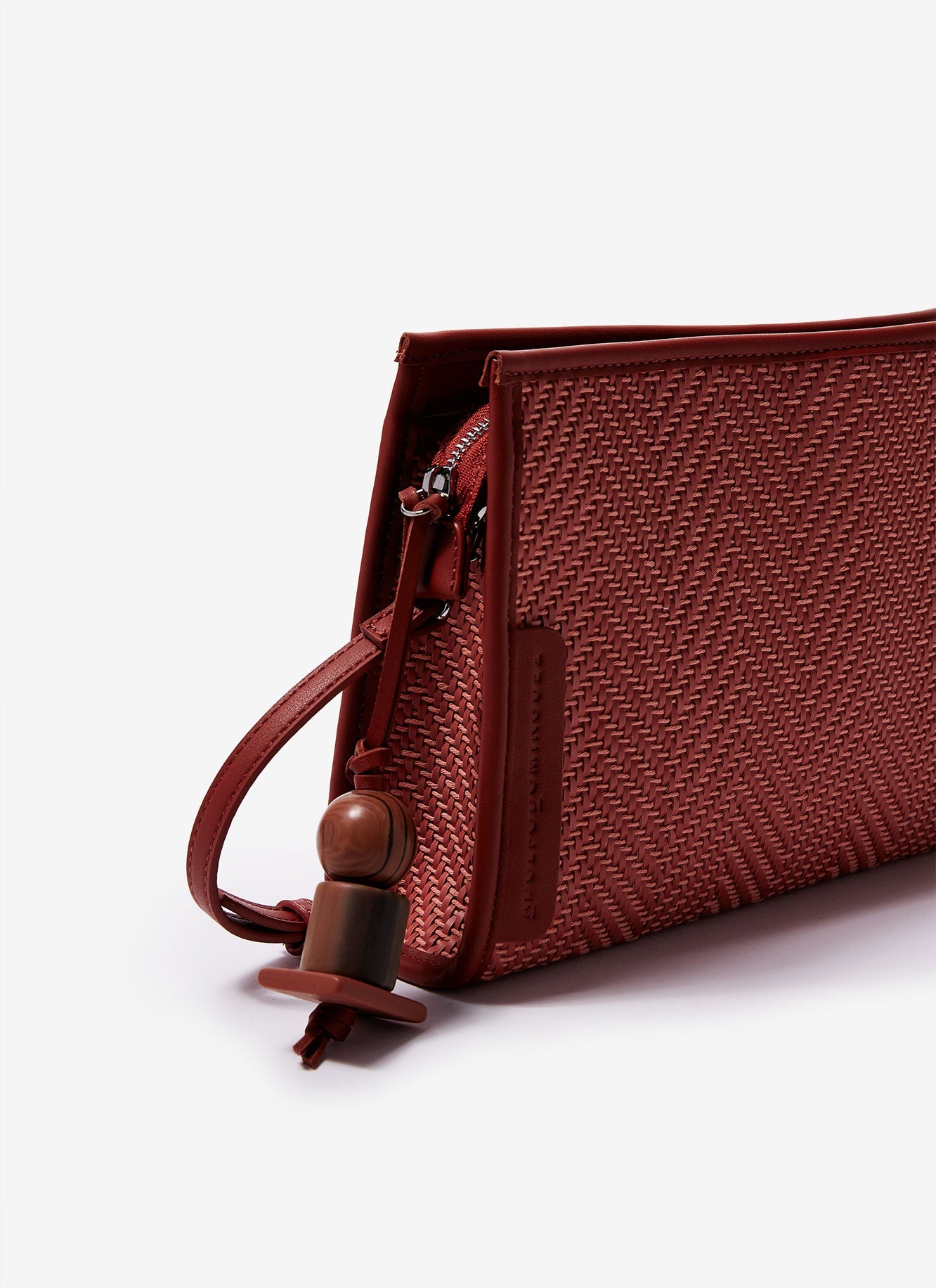 Pink Crossbody Bag With Raffia Finish