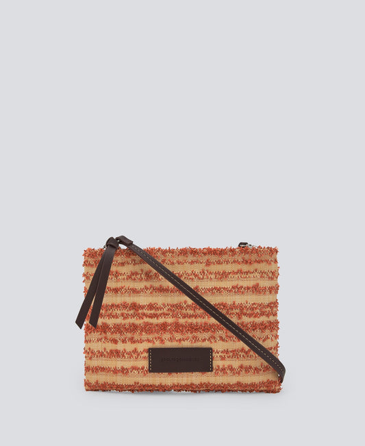 Orange Textured Braided Crossbody