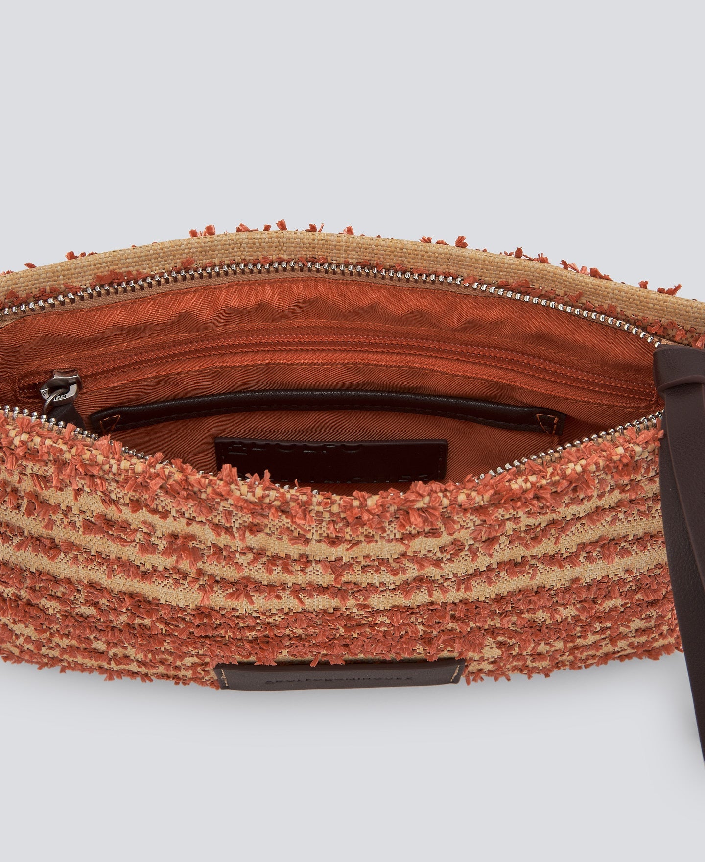 Orange Textured Braided Crossbody