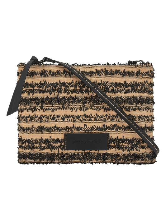 Black Textured Braided Crossbody