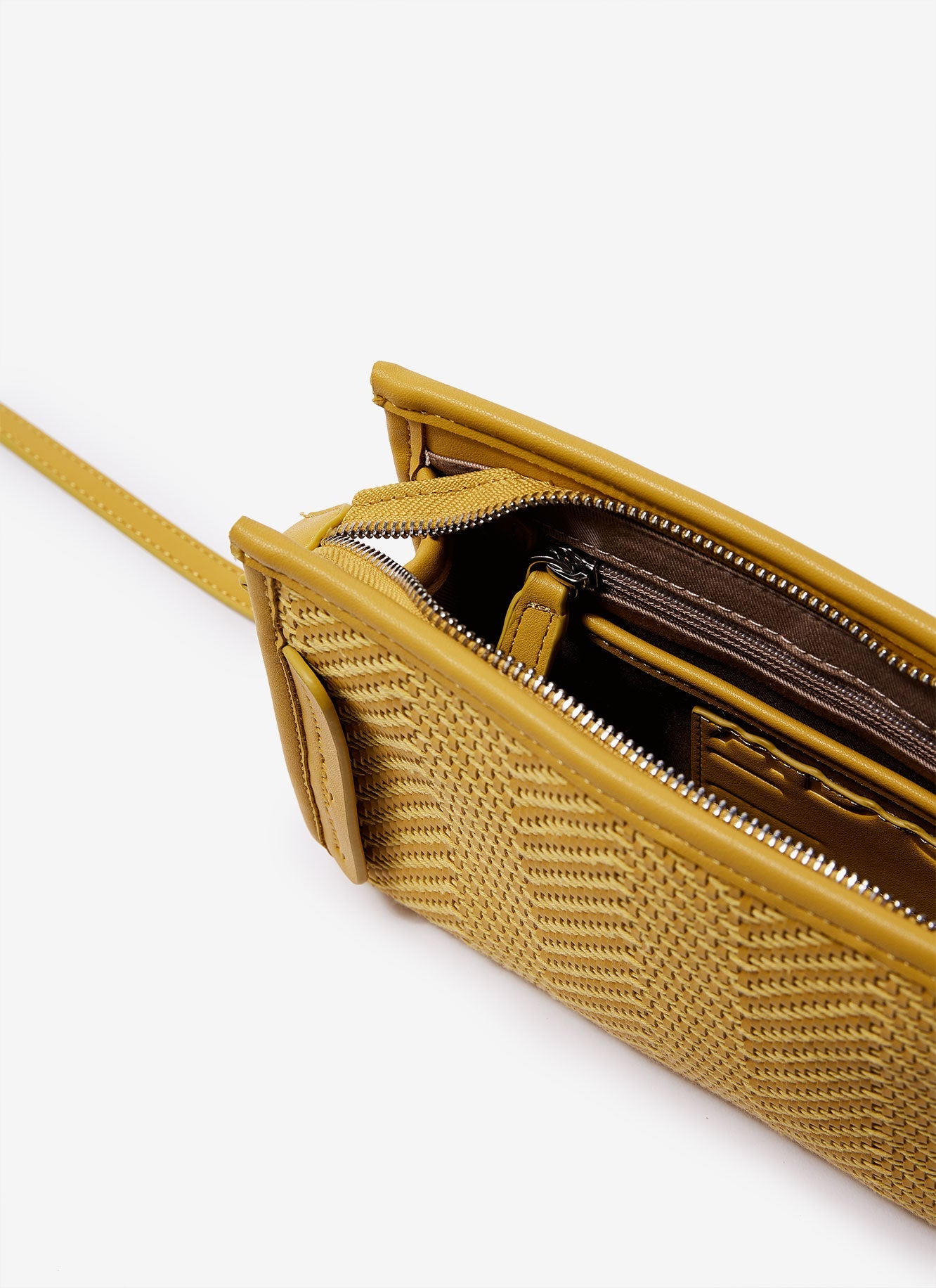 Yellow Mini Crossbody Bag With Raffia Finish