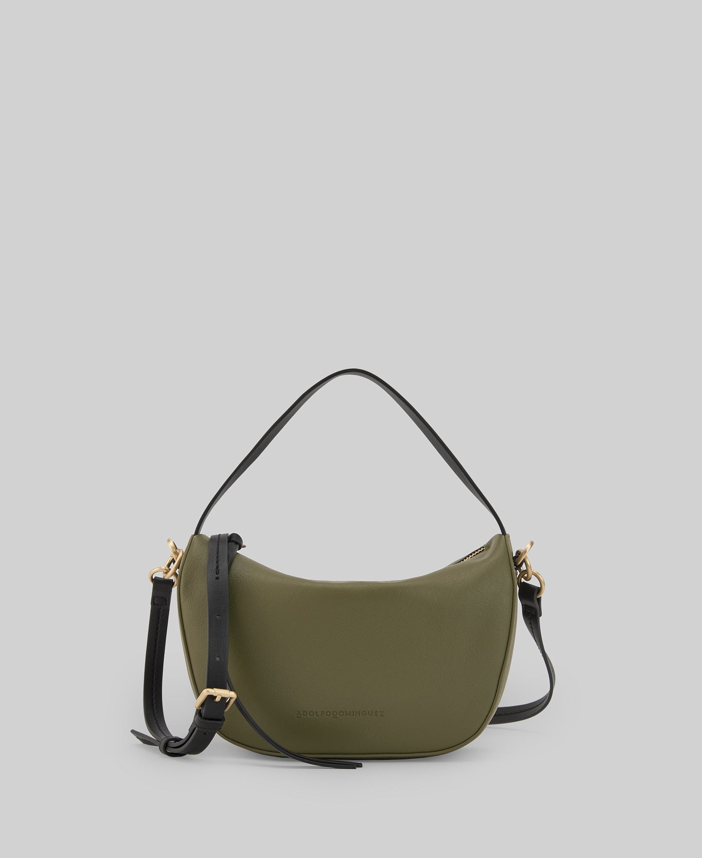 Leather-Non-Leather medium bag in olive green