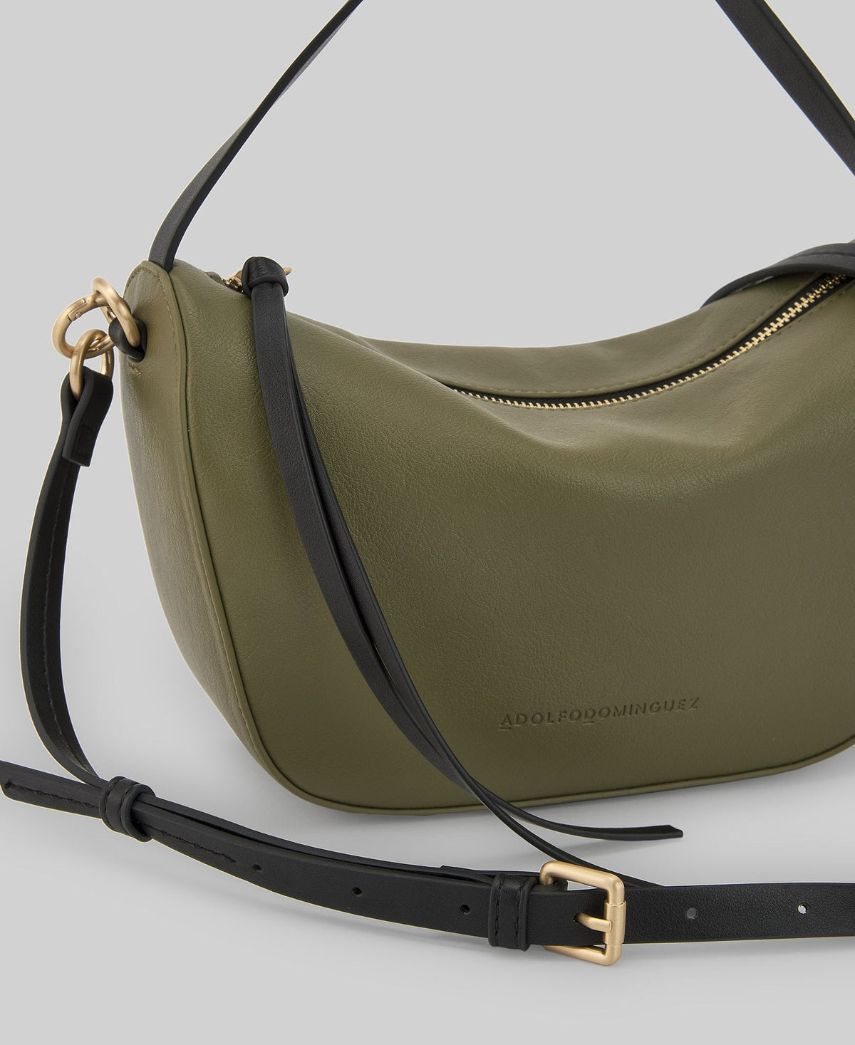 Leather-Non-Leather medium bag in olive green