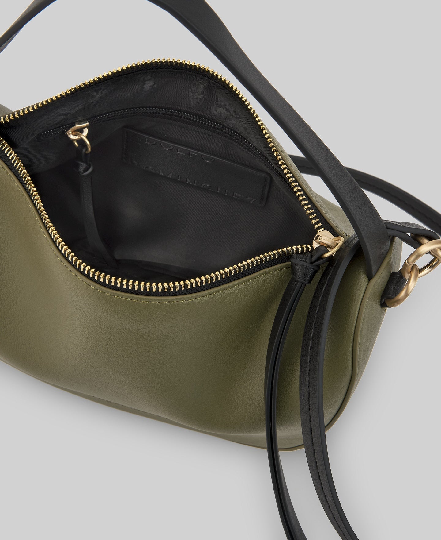 Leather-Non-Leather medium bag in olive green