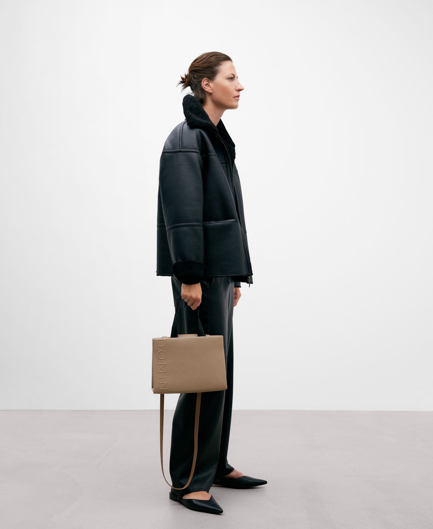 Medium Taupe Shopper Bag For Women