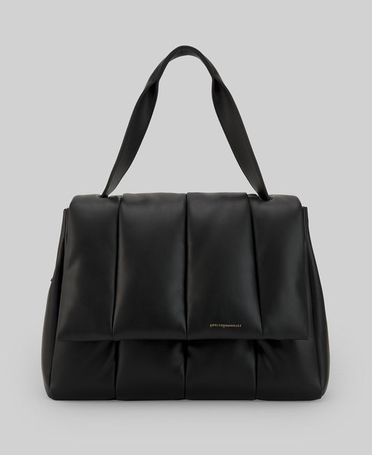 Non-Leather puffer maxi bag woman in black