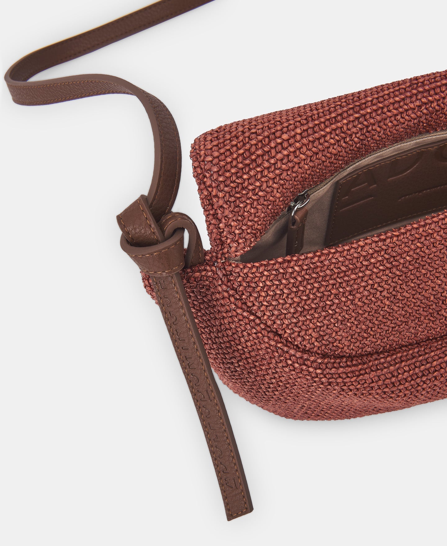 Dark Pink Coral Raffia Shoulder Bag