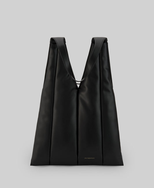 Non-Leather puffer hobo woman in black