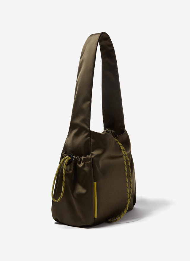 Green Nylon Hobo With Side Pockets