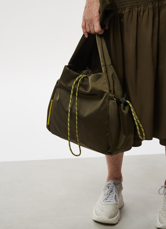 Green Nylon Hobo With Side Pockets