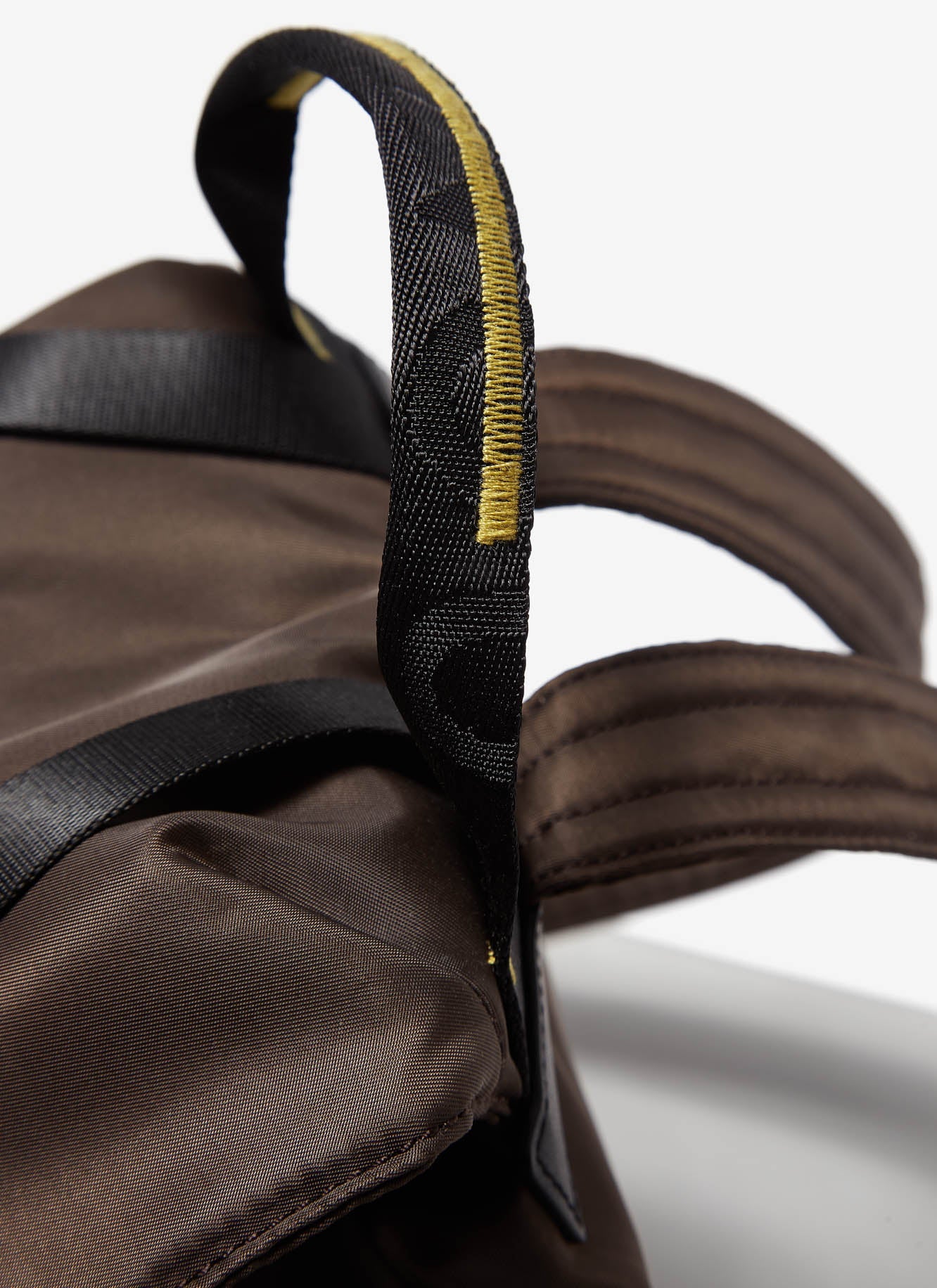 Brown Nylon Backpack With Pockets