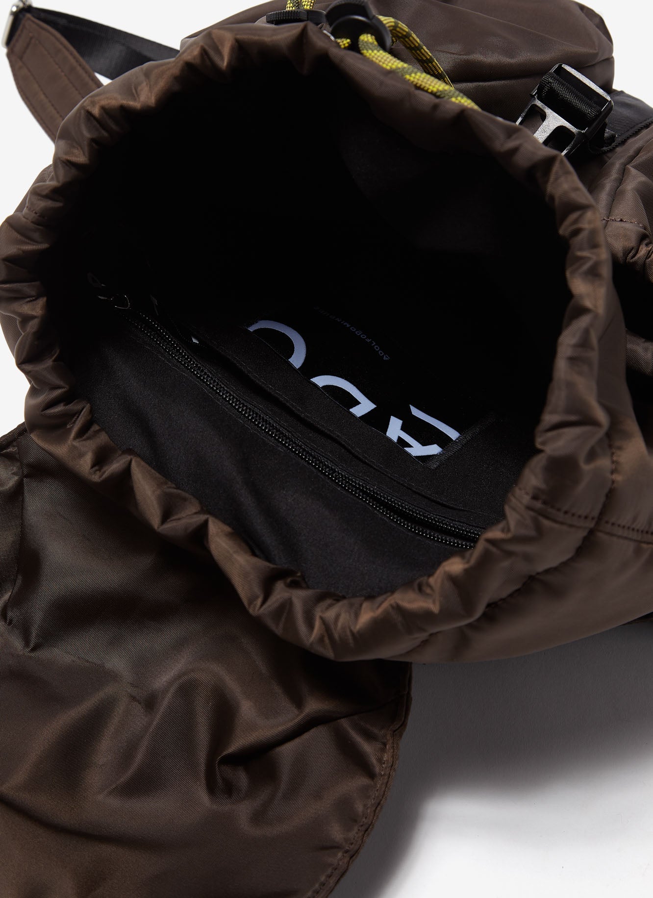 Brown Nylon Backpack With Pockets