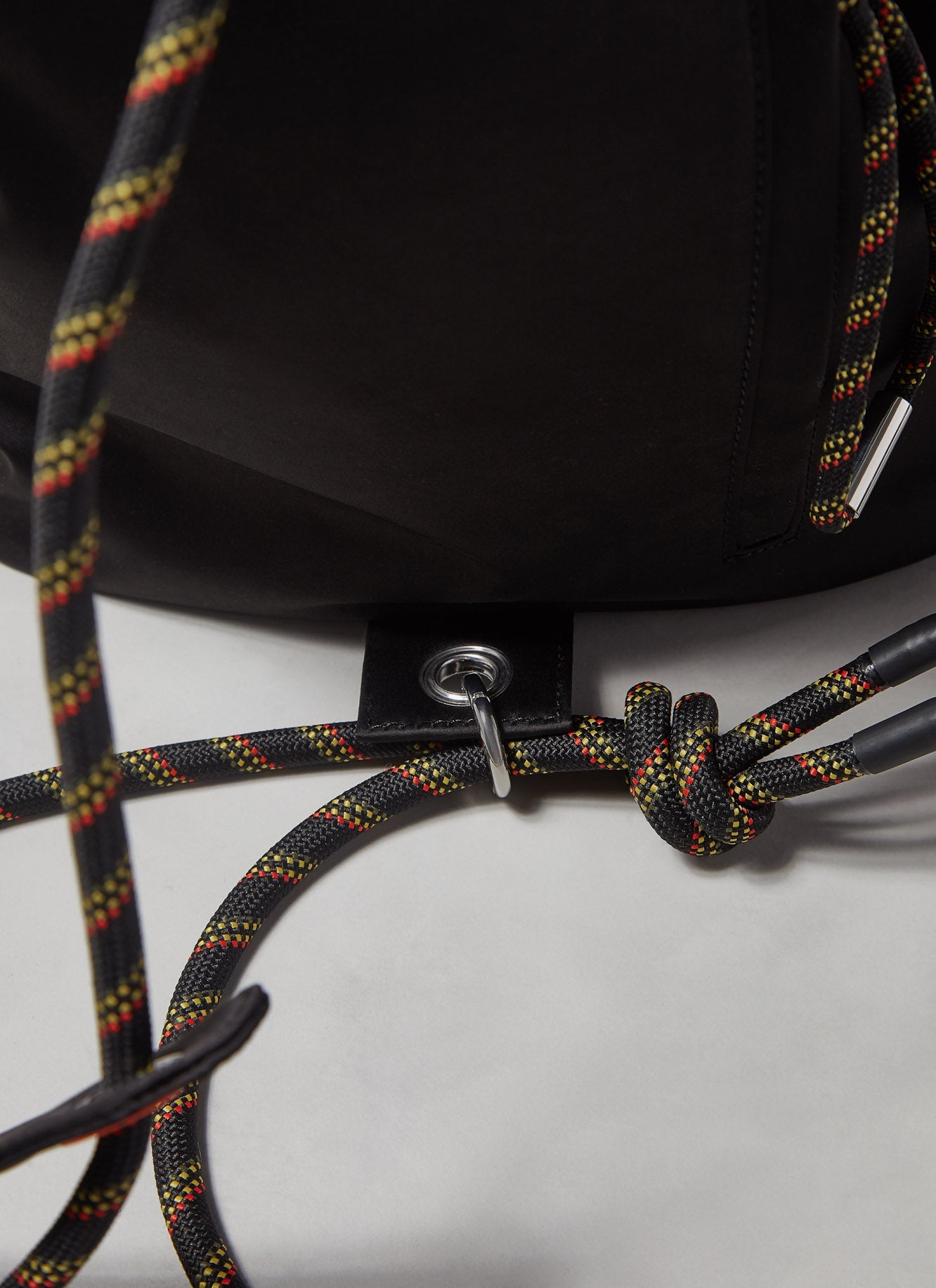 Black Nylon Drawstring Bag With Cord Straps