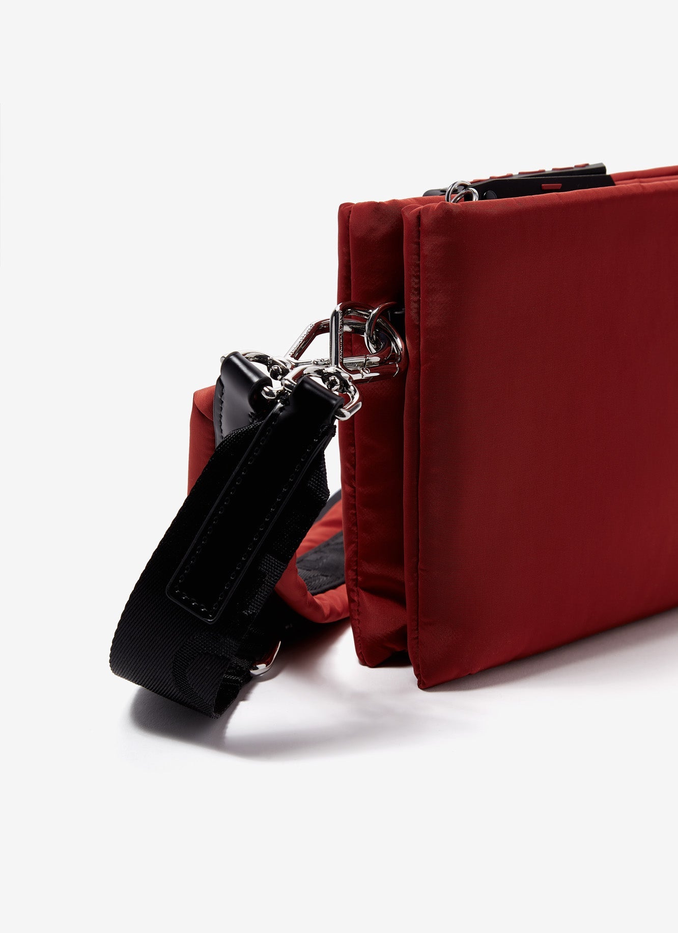 Brick Red Technical Nylon Padded Crossbody Bag