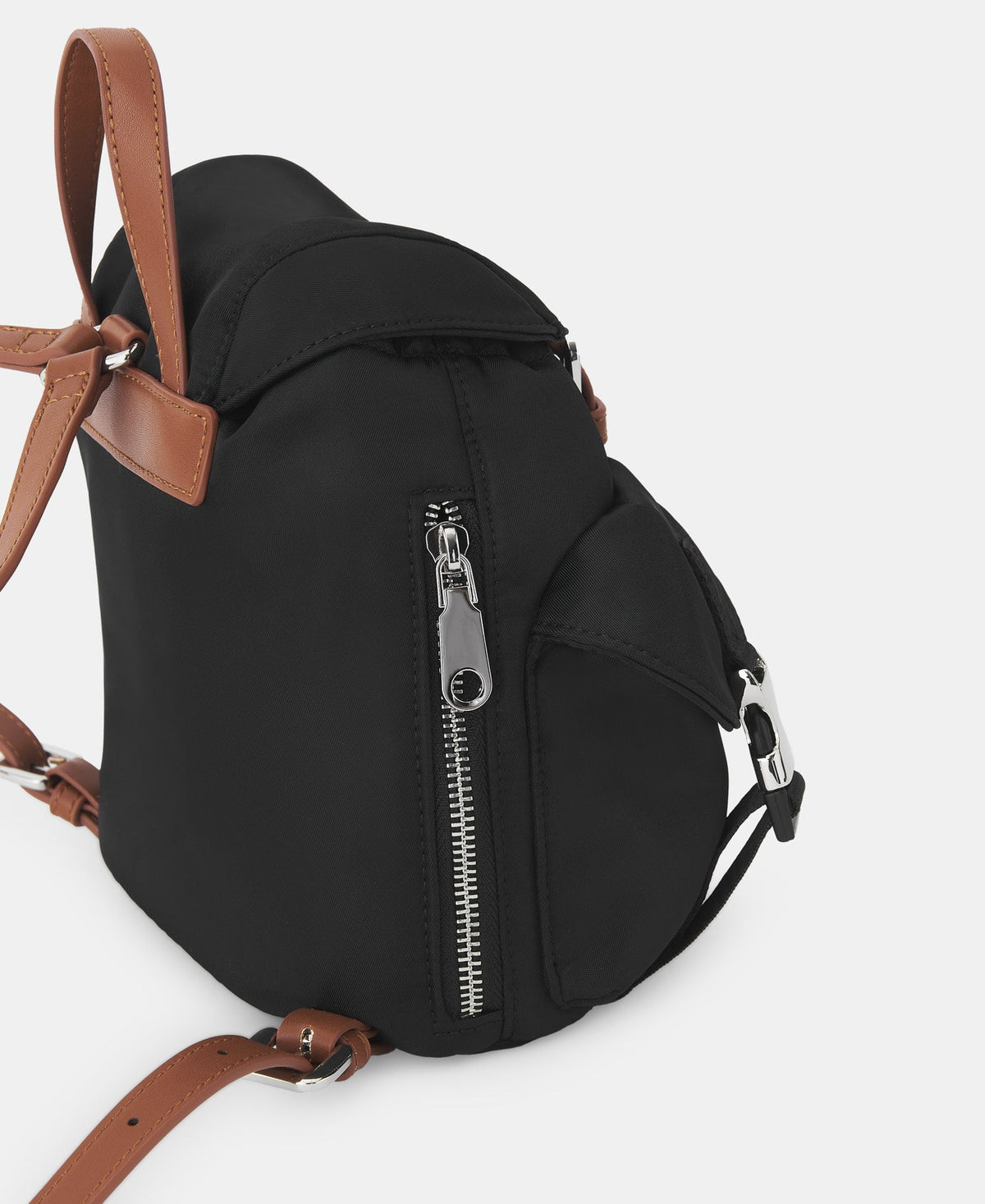 Black Nylon Double Pocket Backpack