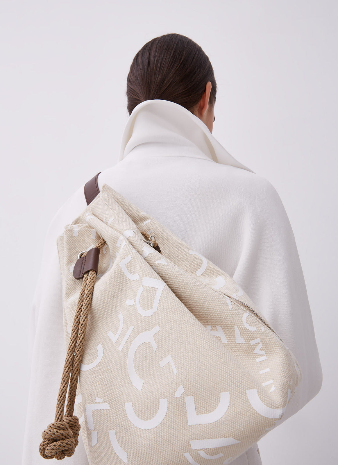 Natural Logoed Canvas Backpack