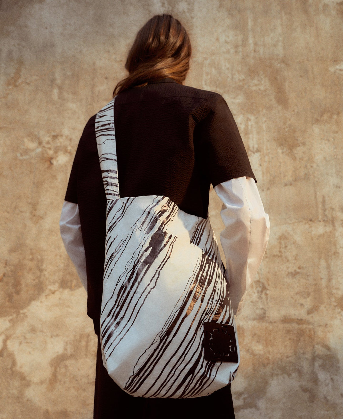 Black And White Animal Print Bag In Recycled Material