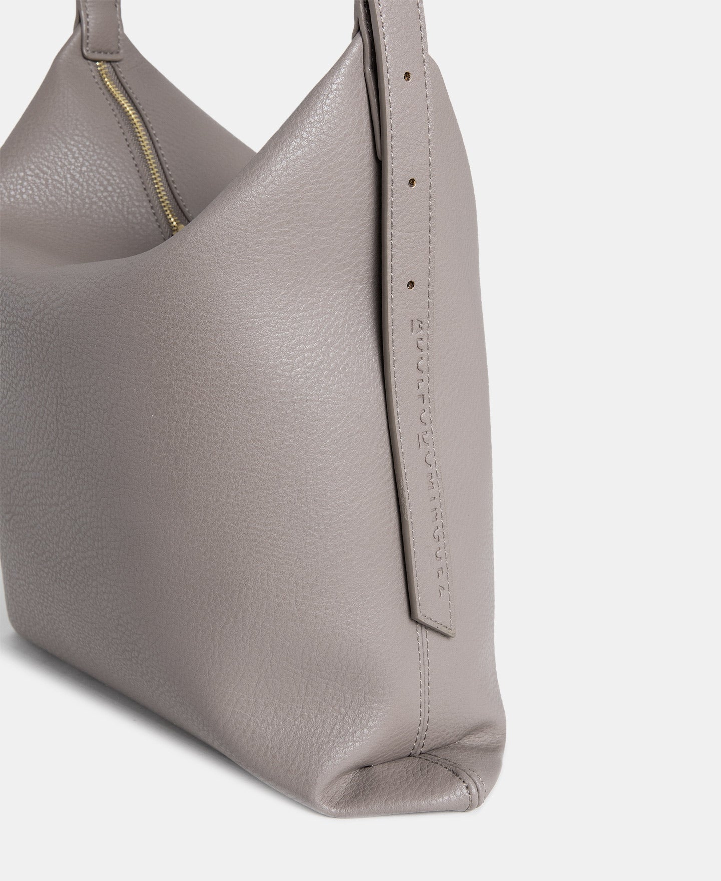 Taupe Textured Grain Hobo Zip Closure