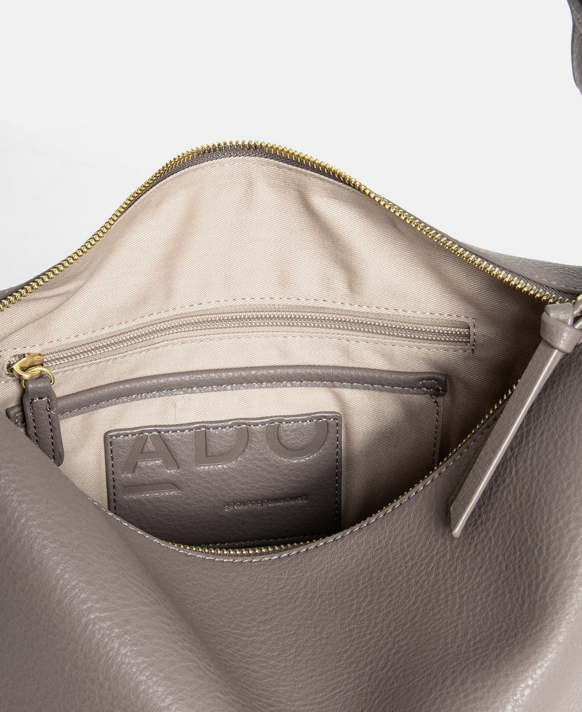 Taupe Textured Grain Hobo Zip Closure