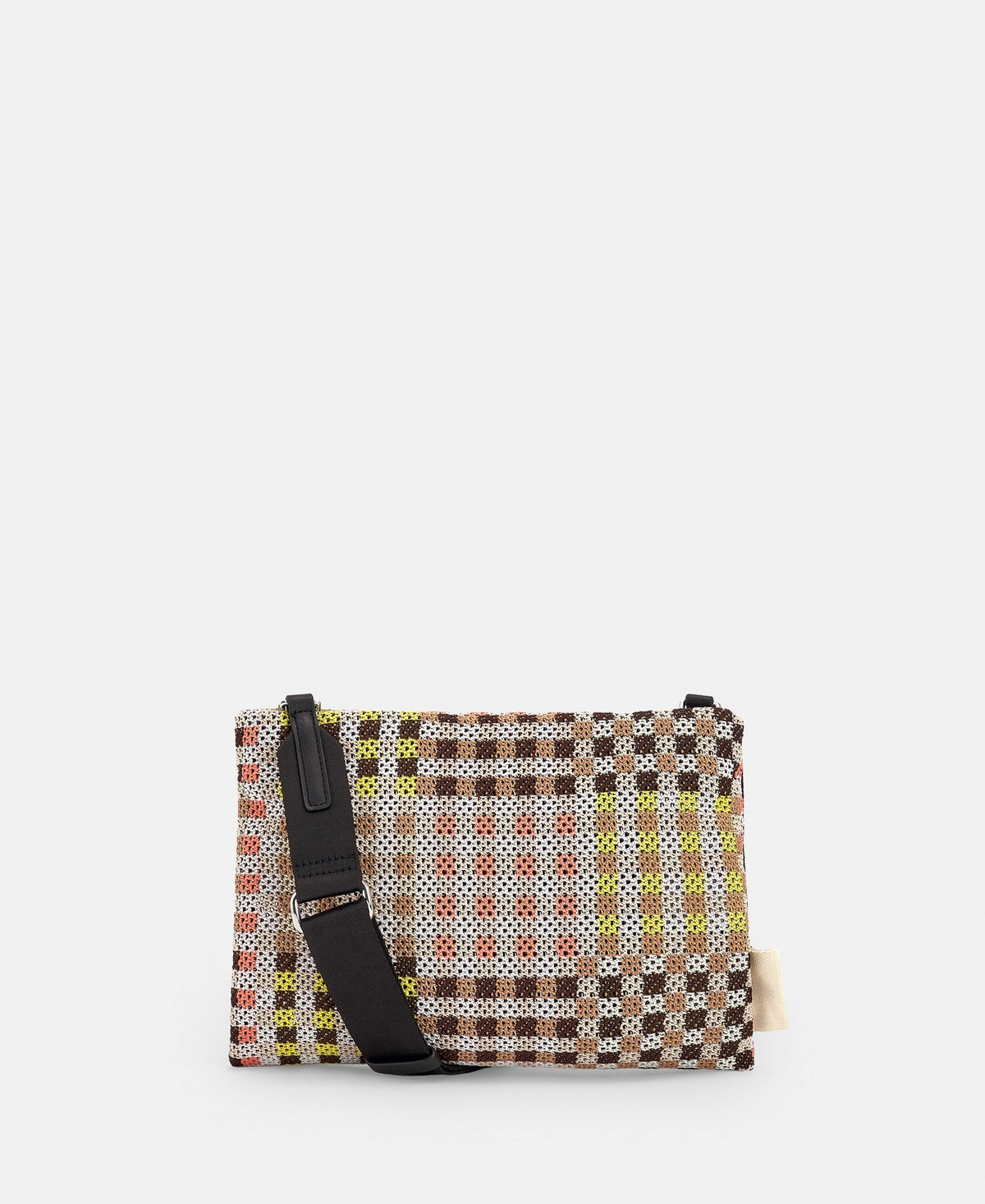 Yellow Checked Flat Messenger Bag