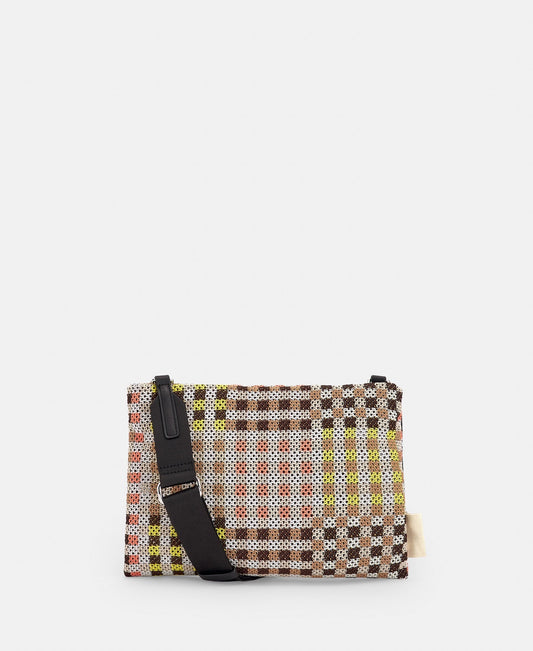 Yellow Checked Flat Messenger Bag