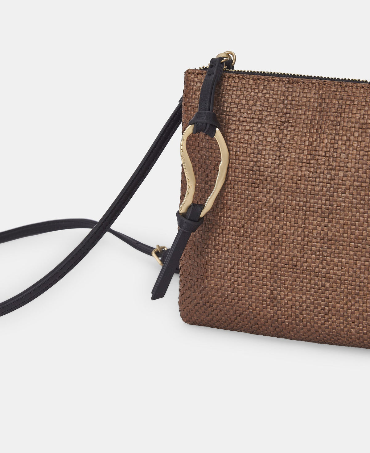 Caramel Shoulder Bag In Raffia Texture