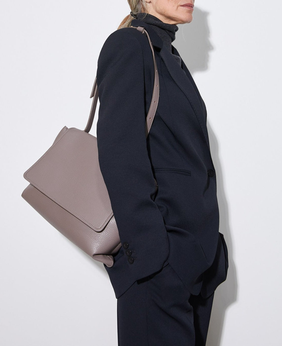 Taupe City Bag With Adjustable Handle