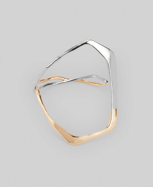 Asymmetrical rigid bracelet woman in gold/silver