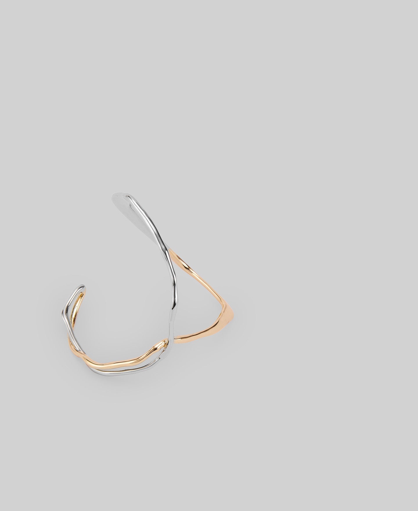 Asymmetrical rigid bracelet woman in gold/silver