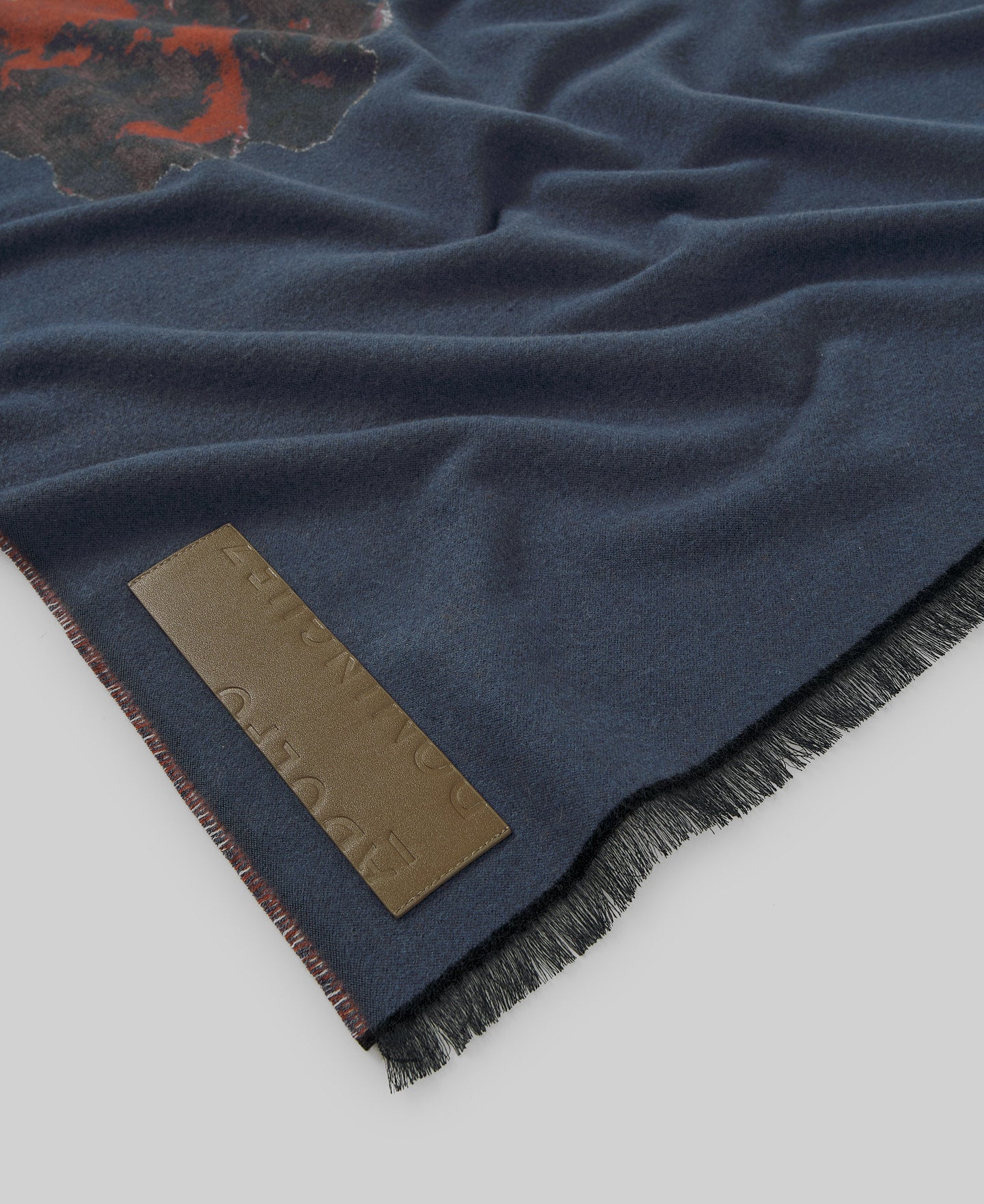 Printed jacquard scarf woman in blue