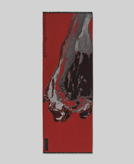 Printed jacquard scarf woman in orange