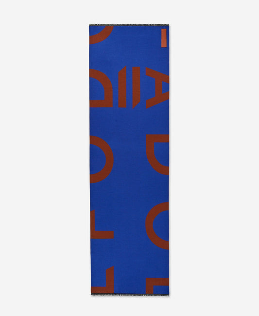 Blue Jacquard Maxi Logo Scarf For Women