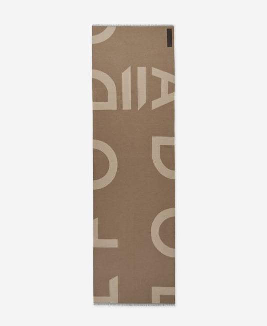 Beige Jacquard Maxi Logo Scarf For Women