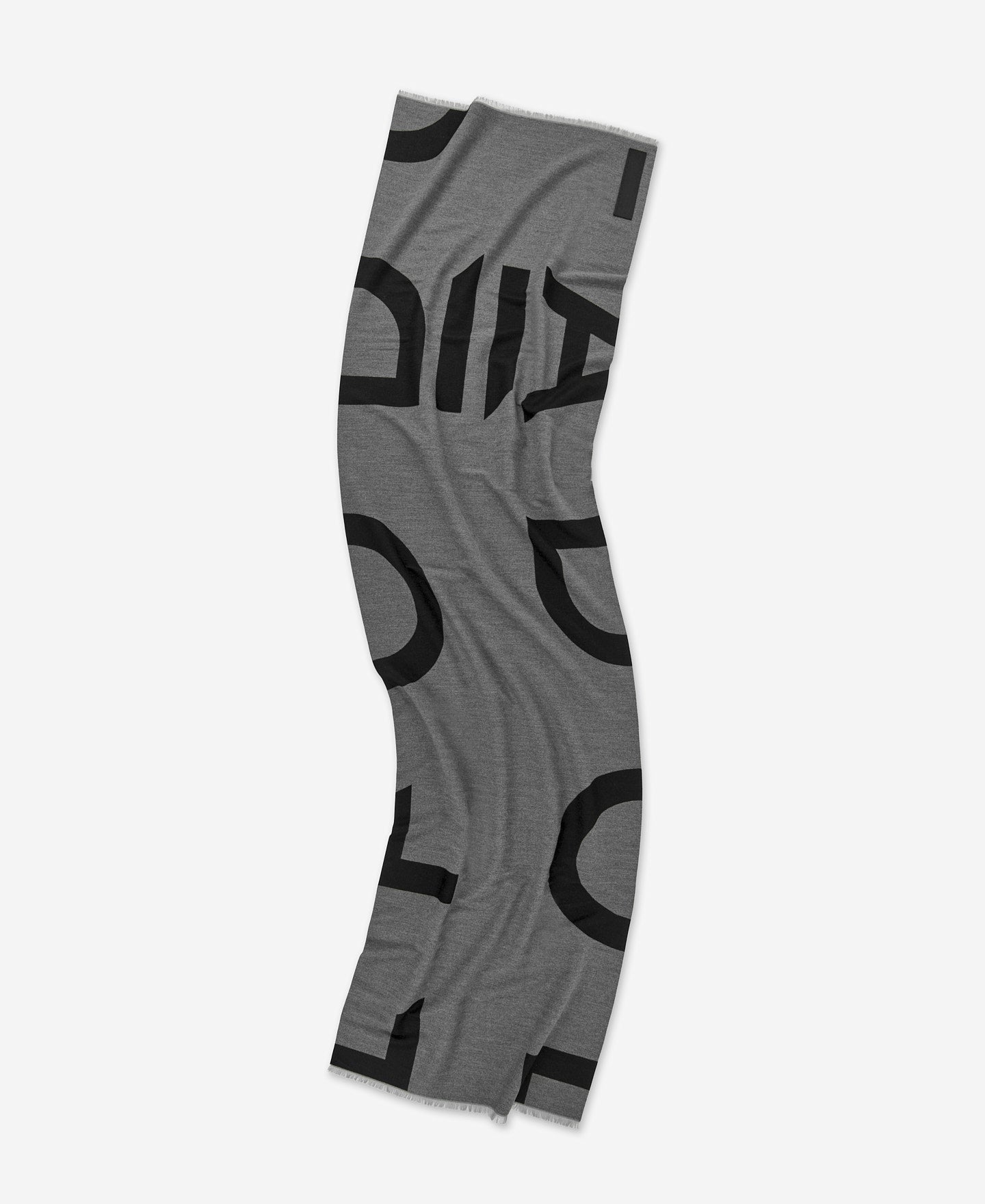 Charcoal Grey Jacquard Maxi Logo Scarf For Women