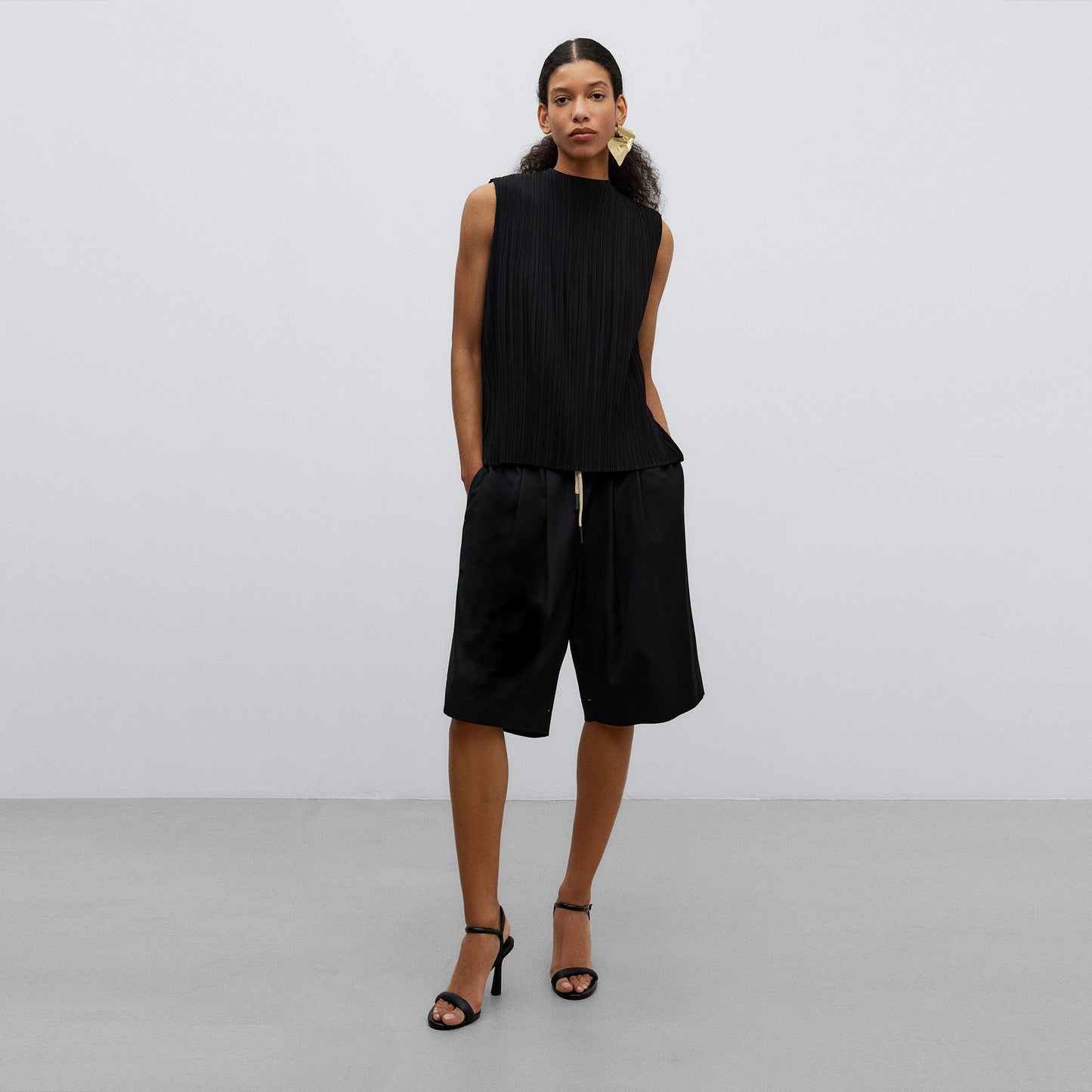 Black Crinkle Vest Top