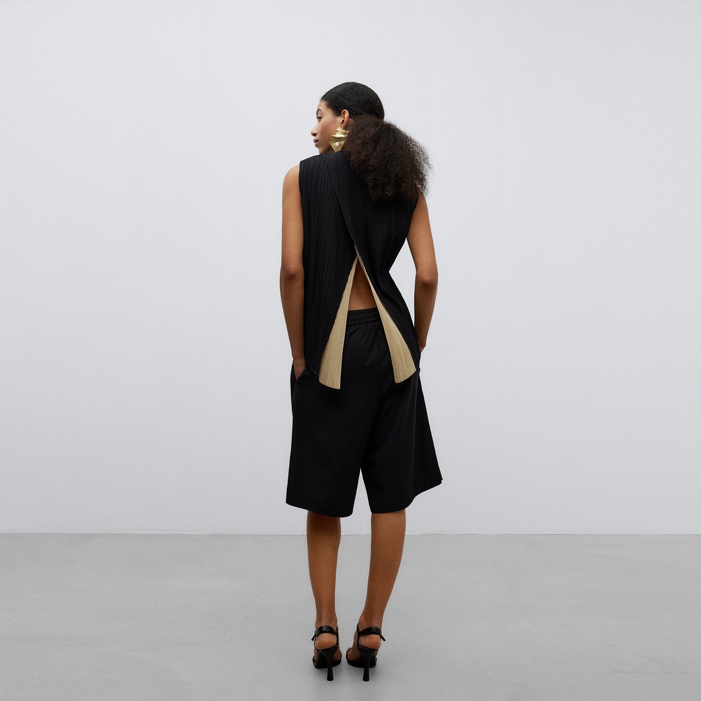 Black Crinkle Vest Top