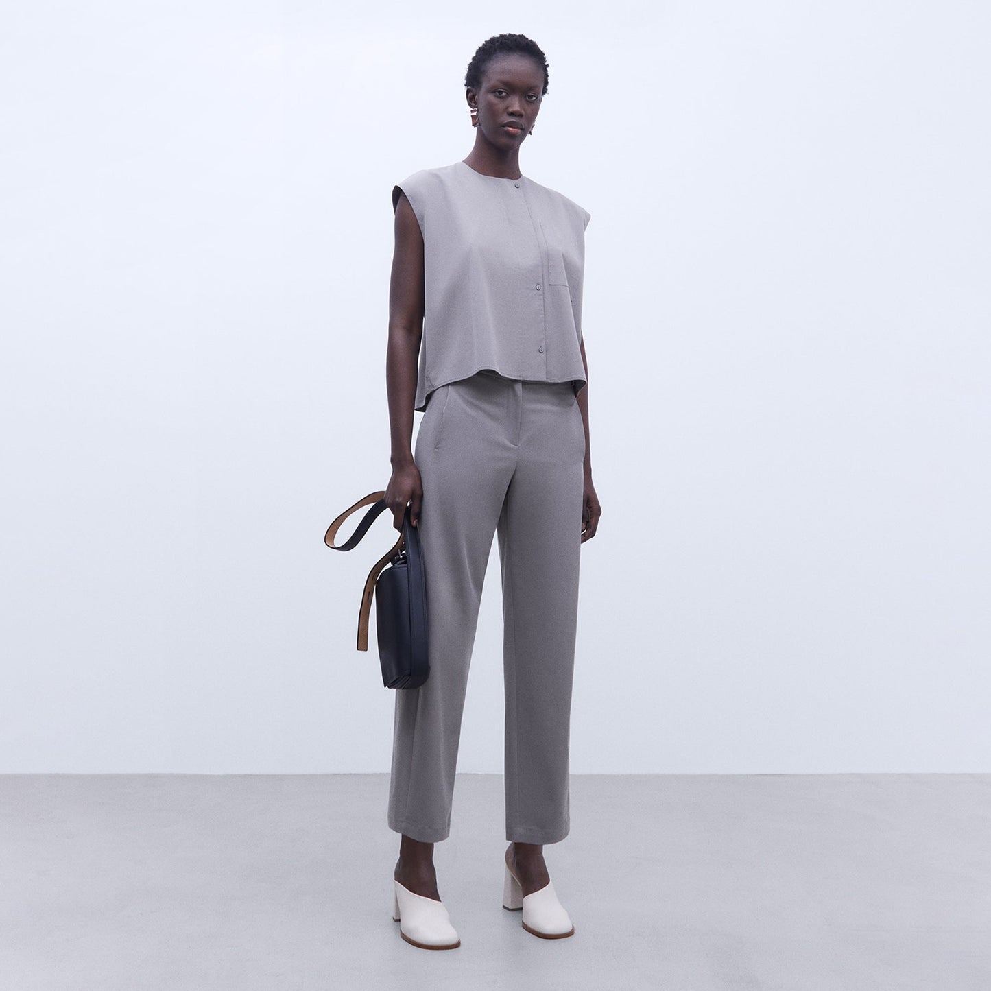 Grey Buttoned Vest Top